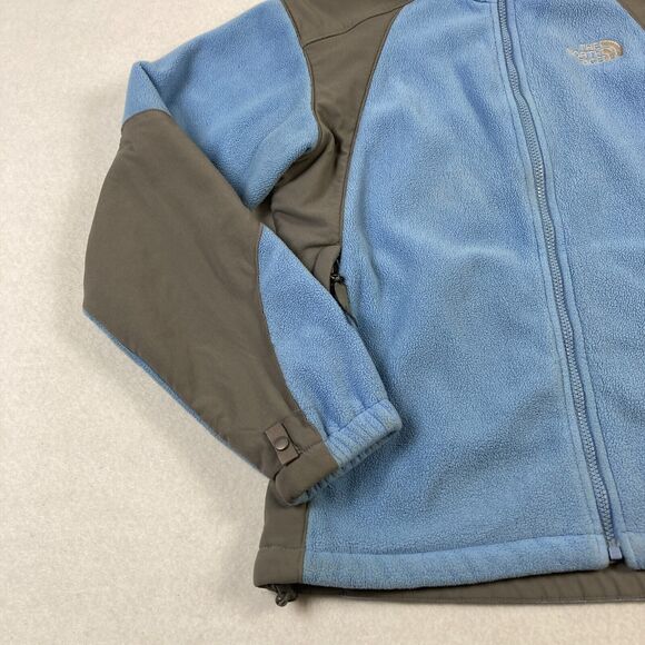 The North Face Fleece Jacket Women's Medium Blue Color Block Soft Shell Full Zip - Picture 2 of 11